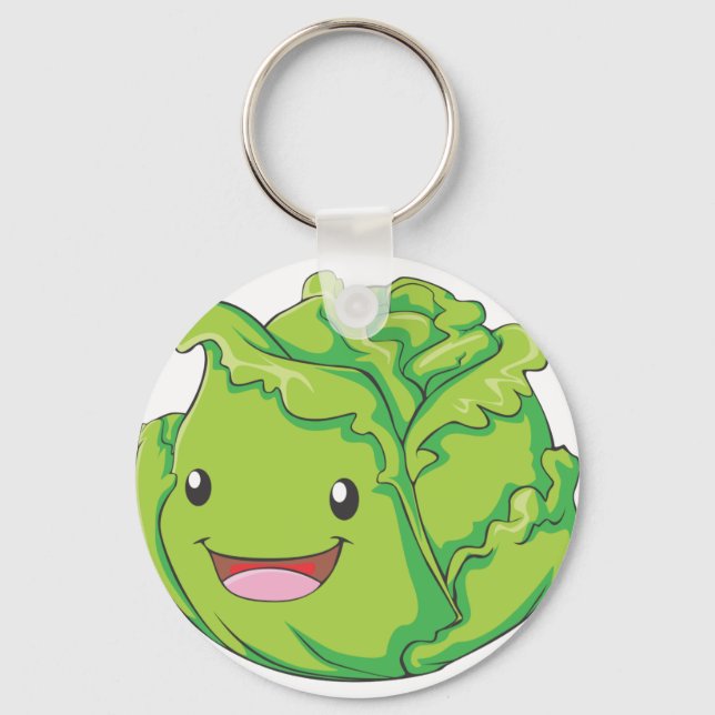 Happy Cabbage Vegetable Smiling Key Ring (Front)