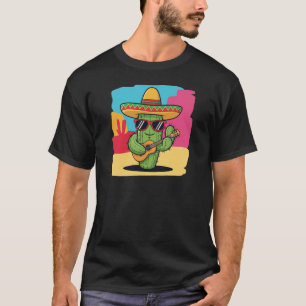 Happy Cactus Fiesta Cartoon – Mexican Desert Fun T-Shirt