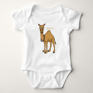 Happy camel cartoon illustration  baby bodysuit