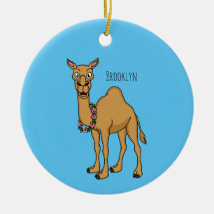 Happy camel cartoon illustration ceramic ornament