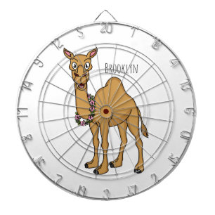 Happy camel cartoon illustration  dartboard