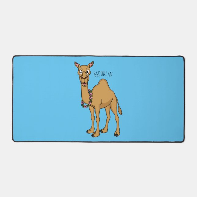 Happy camel cartoon illustration  desk mat (Front)