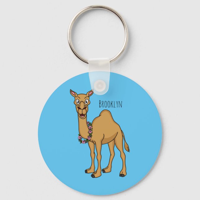 Happy camel cartoon illustration  key ring (Front)