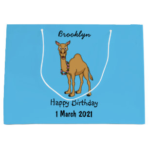 Happy camel cartoon illustration large gift bag