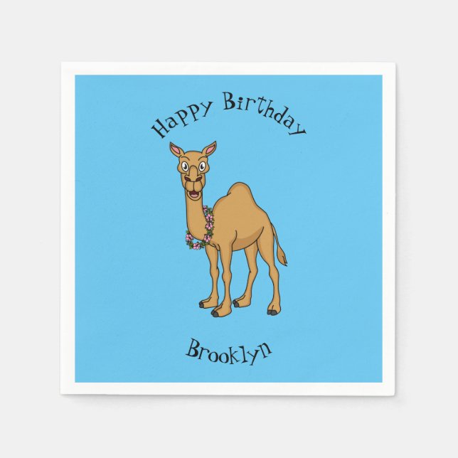 Happy camel cartoon illustration  napkin (Front)