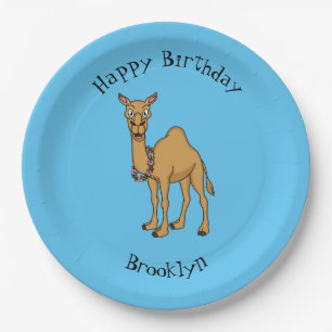 Happy camel cartoon illustration paper plate