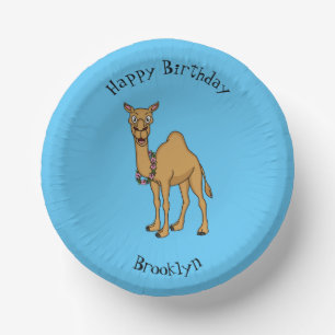 Happy camel cartoon illustration paper plate