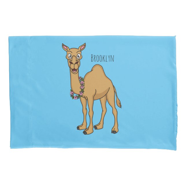 Happy camel cartoon illustration  pillowcase (Front)