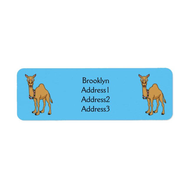 Happy camel cartoon illustration return address label (Front)