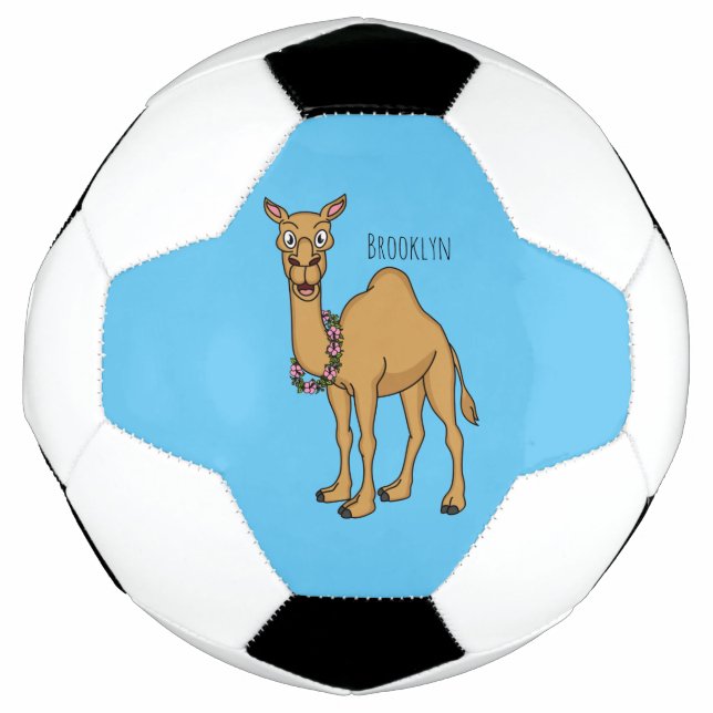 Happy camel cartoon illustration soccer ball (Front)