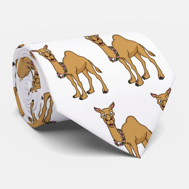 Happy camel cartoon illustration tie (Rolled)