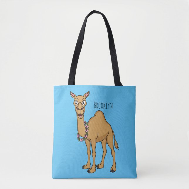 Happy camel cartoon illustration  tote bag (Front)