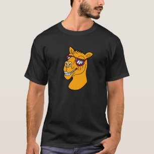 Happy Camel Head Wearing Sunglasses Animal with Ey T-Shirt