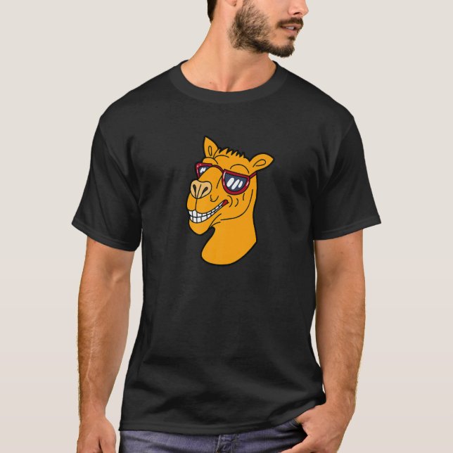 Happy Camel Head Wearing Sunglasses Animal with Ey T-Shirt (Front)