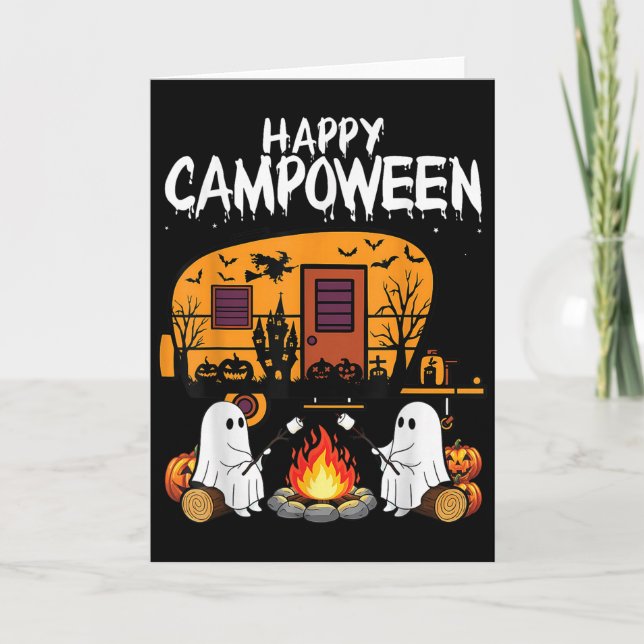 Happy Camp-o-ween Halloween Camping Ghosts And Cam Card (Front)