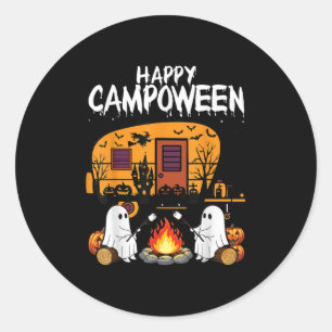 Happy Camp-o-ween Halloween Camping Ghosts And Cam Classic Round Sticker
