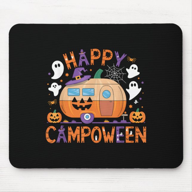 Happy Camp-o-ween Halloween Camping Ghosts And Cam Mouse Pad (Front)