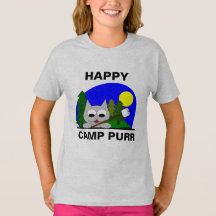Happy Camp Purr Funny Camping Cartoon Cat T Shirt