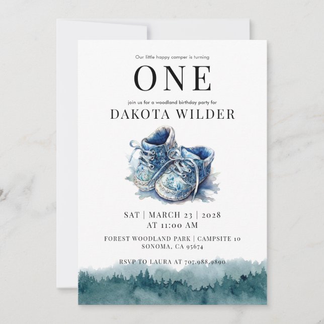 Happy Camper 1st Birthday Party  Invitation (Front)