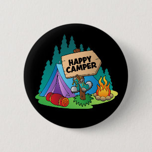 Happy Camper, 2¼ Inch Round Button