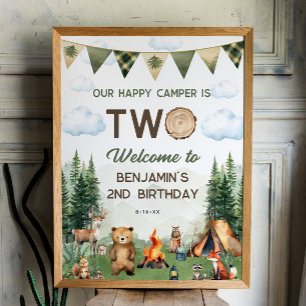 Happy Camper 2nd Birthday 18x24 Welcome Poster