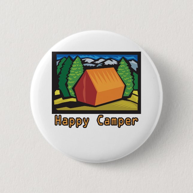 Happy Camper 6 Cm Round Badge (Front)