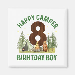 Happy camper 8 forest camping boys 8th birthday magnet