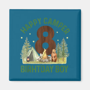 Happy camper 8 forest camping boys 8th birthdayHap Magnet