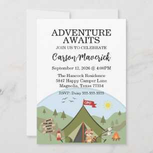 Happy Camper Adventure Birthday Invitation
