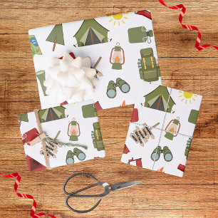 Happy Camper Adventure Birthday Wrapping Paper Sheet