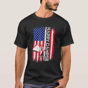 Happy Camper American Flag Camping Hiking Lover Me T-Shirt