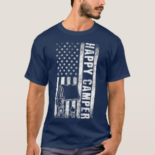 Happy Camper American Flag Camping Men, Women T-Shirt