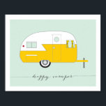Happy Camper art print 8 x 10<br><div class="desc">This art print features an original illustration by Charming Ink of a retro camper,  also known as a caravan. The script font proclaims — happy camper.</div>