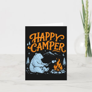 Happy camper bear roasting marshmallows design card