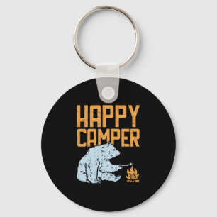 Happy Camper Bear Vacation Hiking Camp Campfire Ca Key Ring