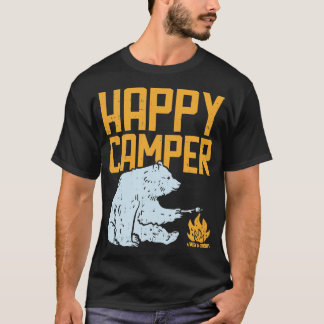 Happy Camper Bear Vacation Hiking Camp Campfire Ca T-Shirt