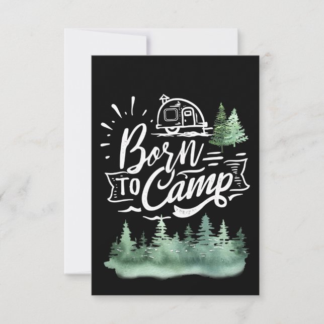 Happy Camper Born To Camp Thank You Card (Front)