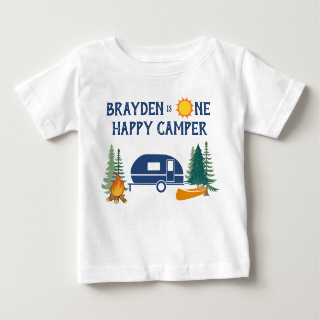 Happy Camper Boys First Birthday T-Shirt (Front)