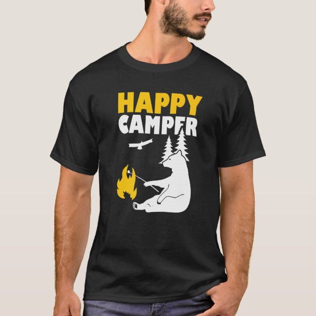Happy Camper  Camping Bear For Men Women And Kids T-Shirt (Front)