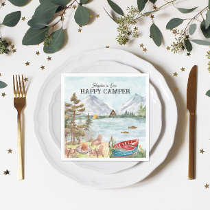 Happy Camper   Camping Birthday Party Napkin