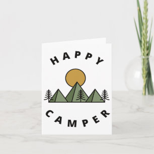 Happy Camper Camping Camp Forest Mountains Minimal Card