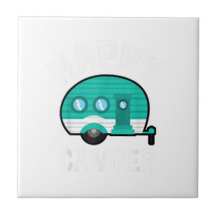 Happy Camper Camping Car Caravan Funny Vacation Ceramic Tile