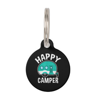 Happy Camper Camping Car Caravan Funny Vacation Pet Tag