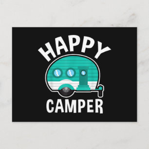 Happy Camper Camping Car Caravan Funny Vacation Postcard