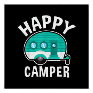 Happy Camper Camping Car Caravan Funny Vacation Poster