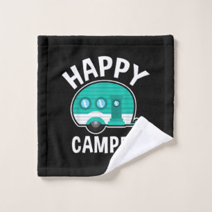 Happy Camper Camping Car Caravan Funny Vacation Wash Cloth