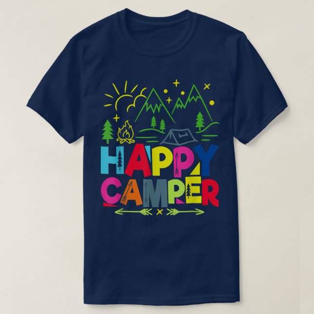 Happy Camper Camping Funny Gifts Men Women Kids  T-Shirt (Design Front)