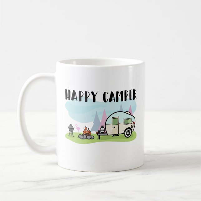 Happy Camper Camping Glamping Coffee Mug (Left)
