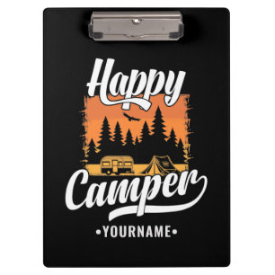 Happy Camper Camping Hiking Travel Caravan Life Clipboard