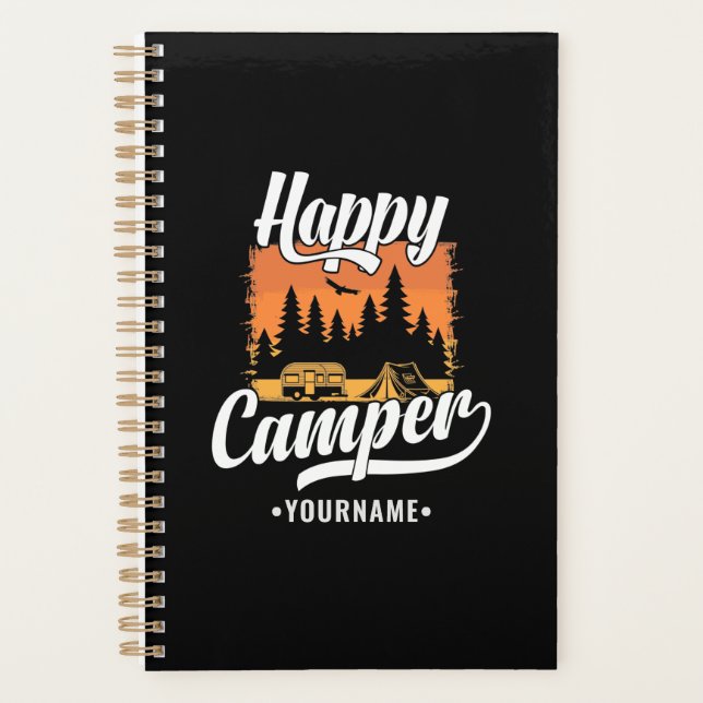 Happy Camper Camping Hiking Travel Caravan Life Planner (Front)